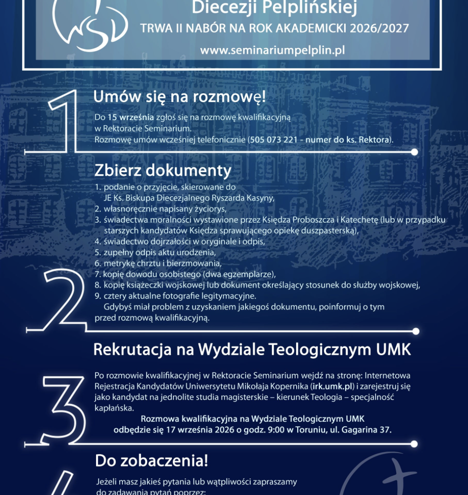 PRZYJMOWANIE KANDYDATÓW DO SEMINARIUM